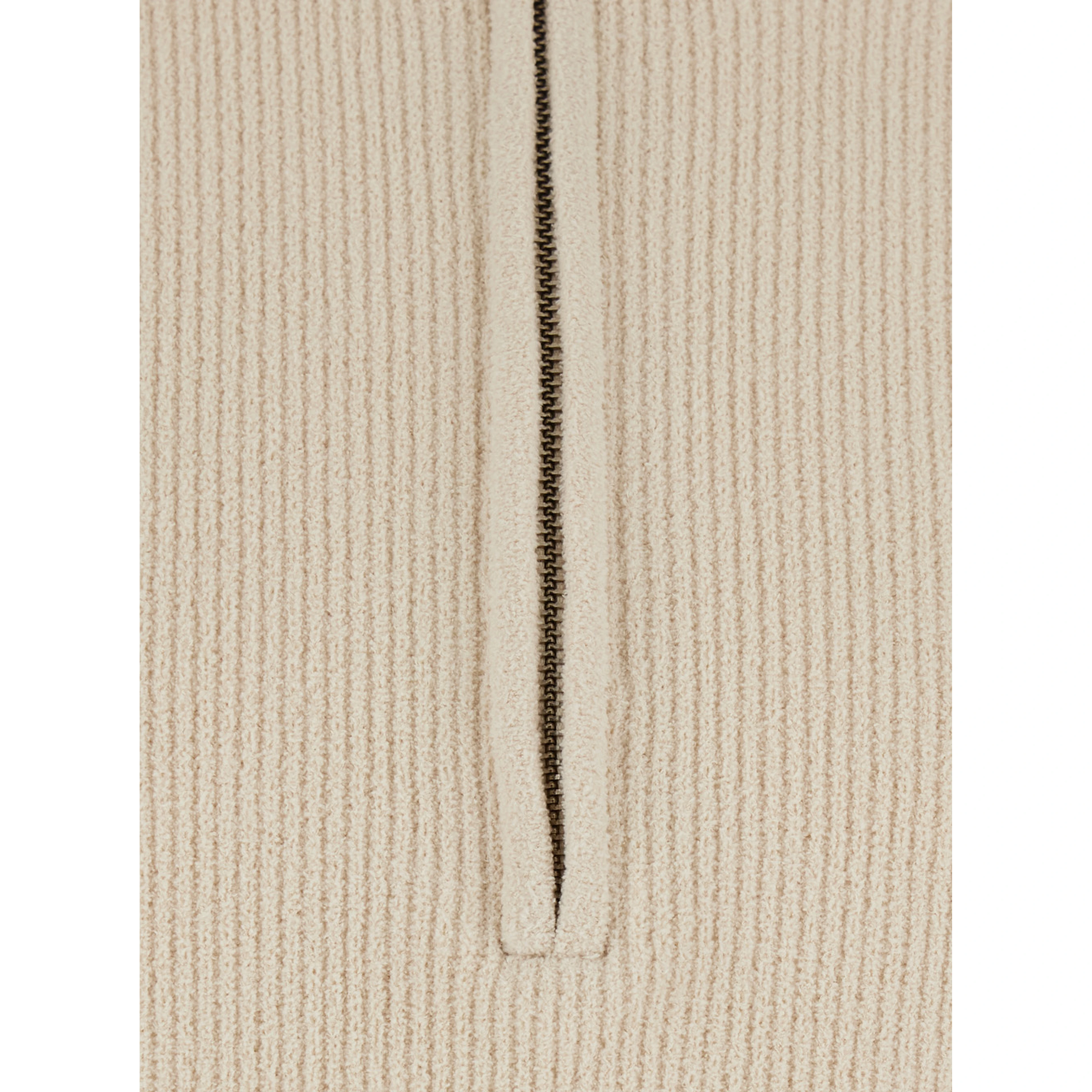 White Sweater with Turtleneck and Half Zip Closure on the Front in Wool Blend for Men