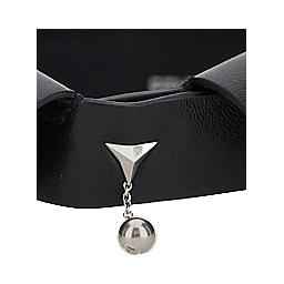 Black Collar with sphere pendant in leather for women