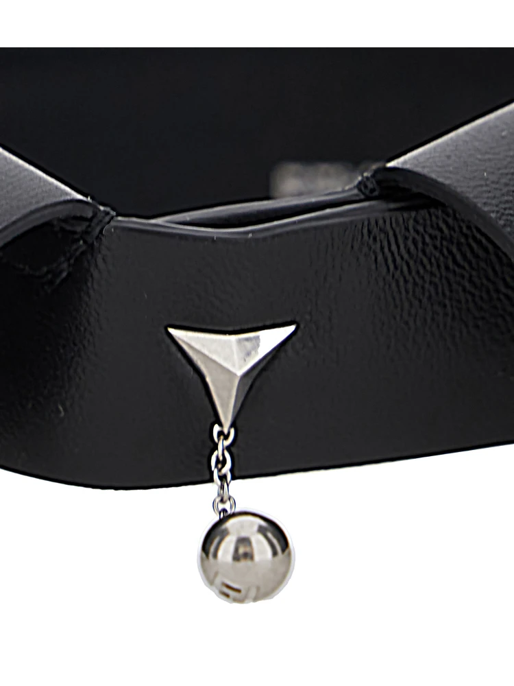 Black Collar with sphere pendant in leather for women alternative