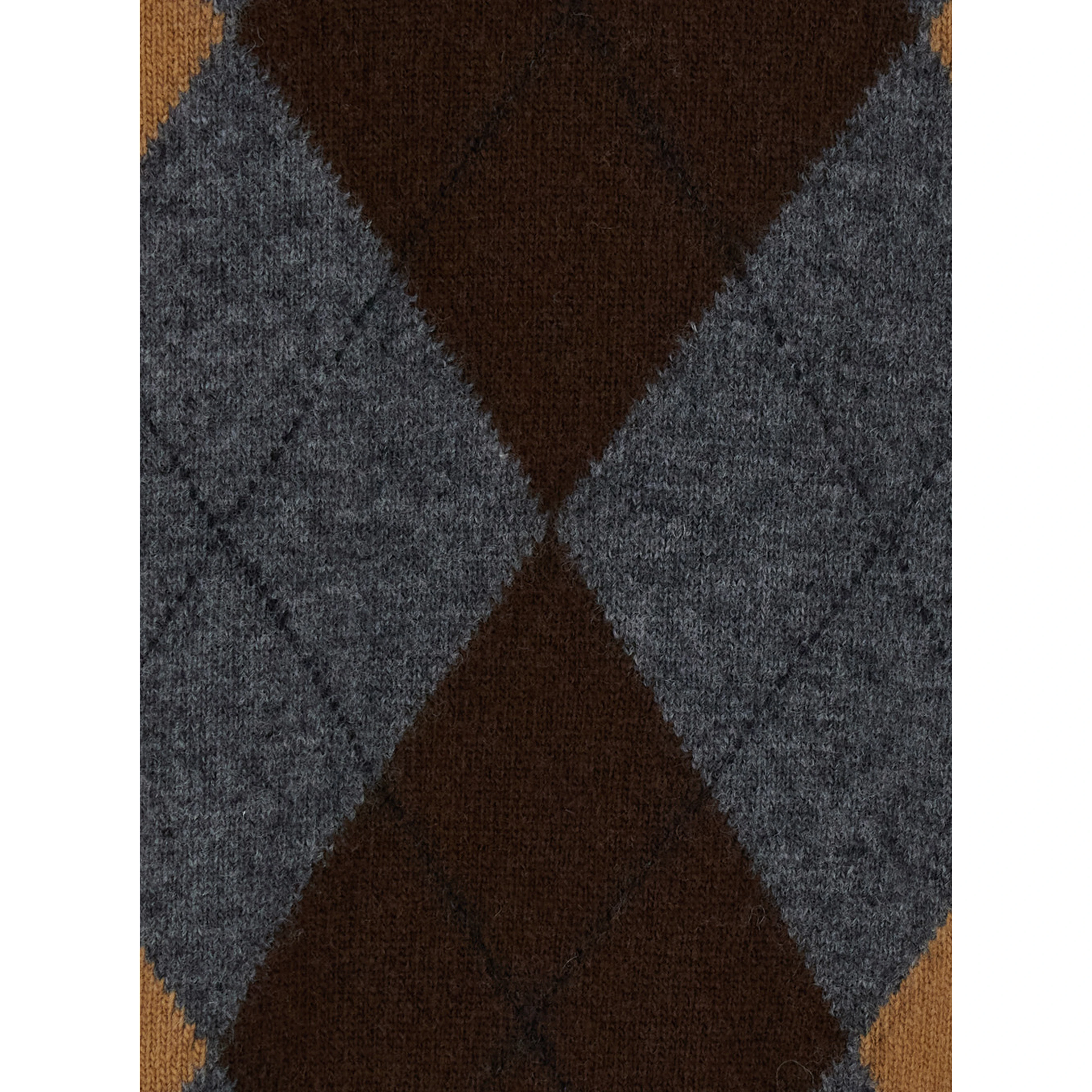 Argyle Pattern Sweater with V-Neck in Gray