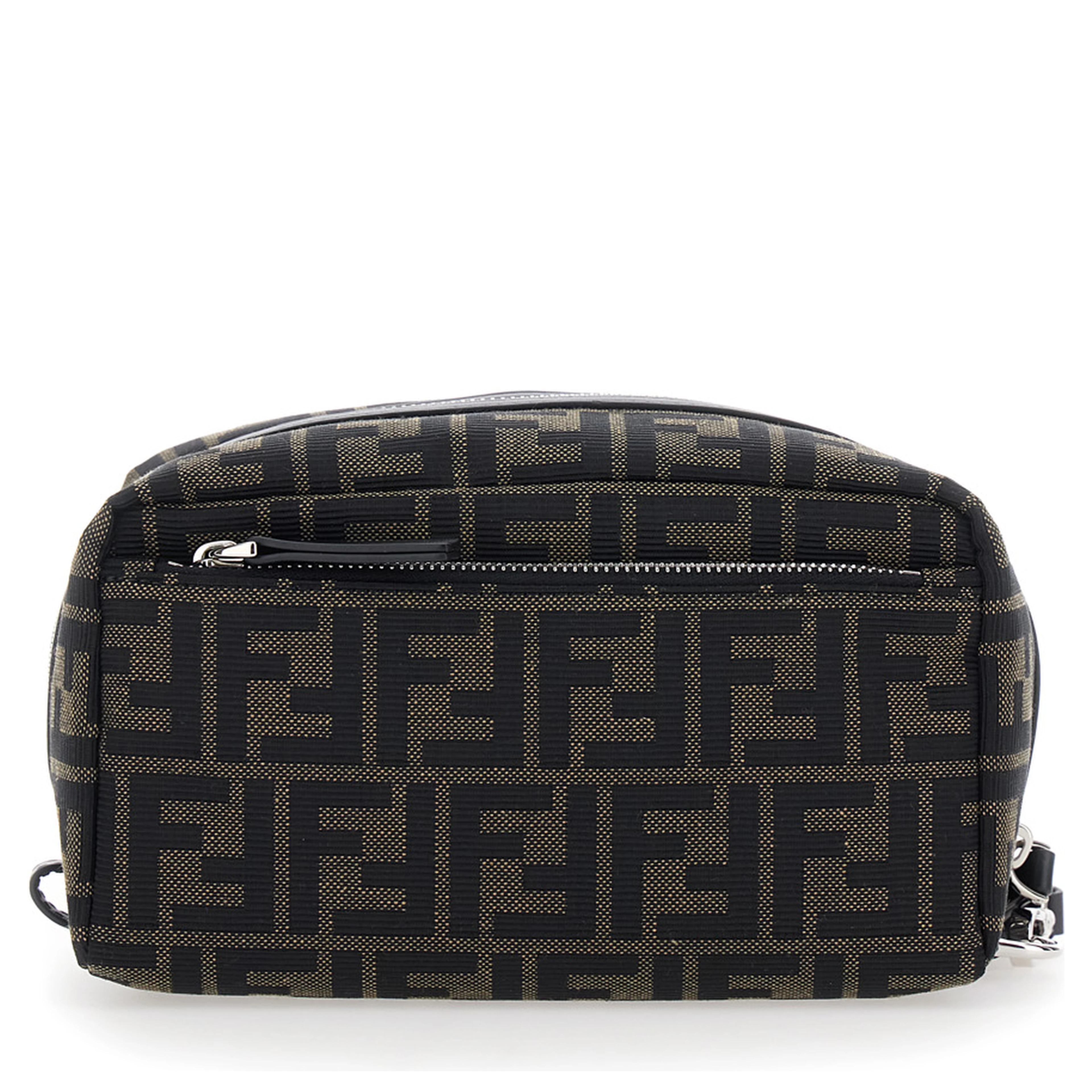Brown Pouch with Wrist Strap in FF Canvas for Men