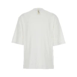 White T-Shirt with Round Neck and Logo on Front in Cotton for Women