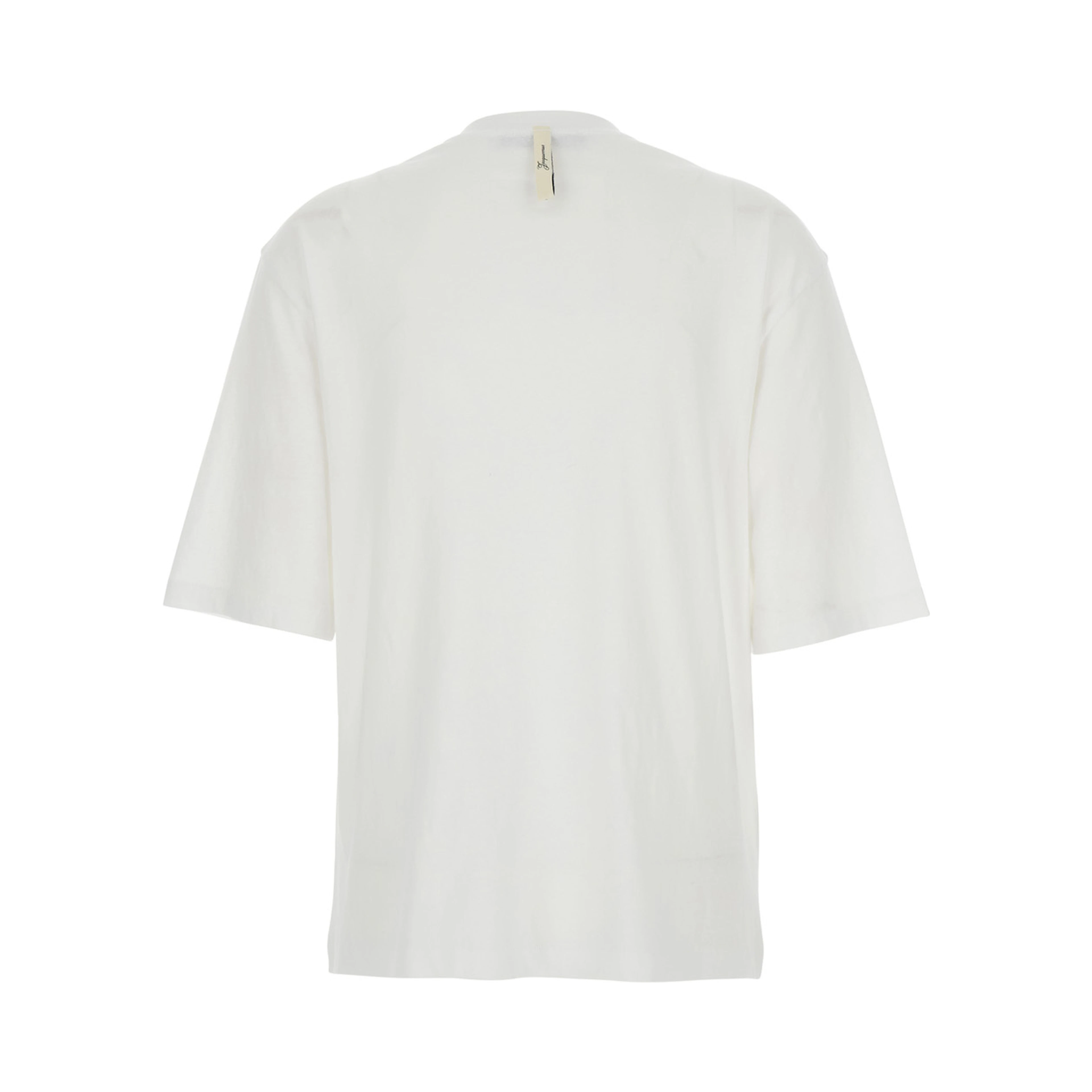 White T-Shirt with Round Neck and Logo on Front in Cotton for Women