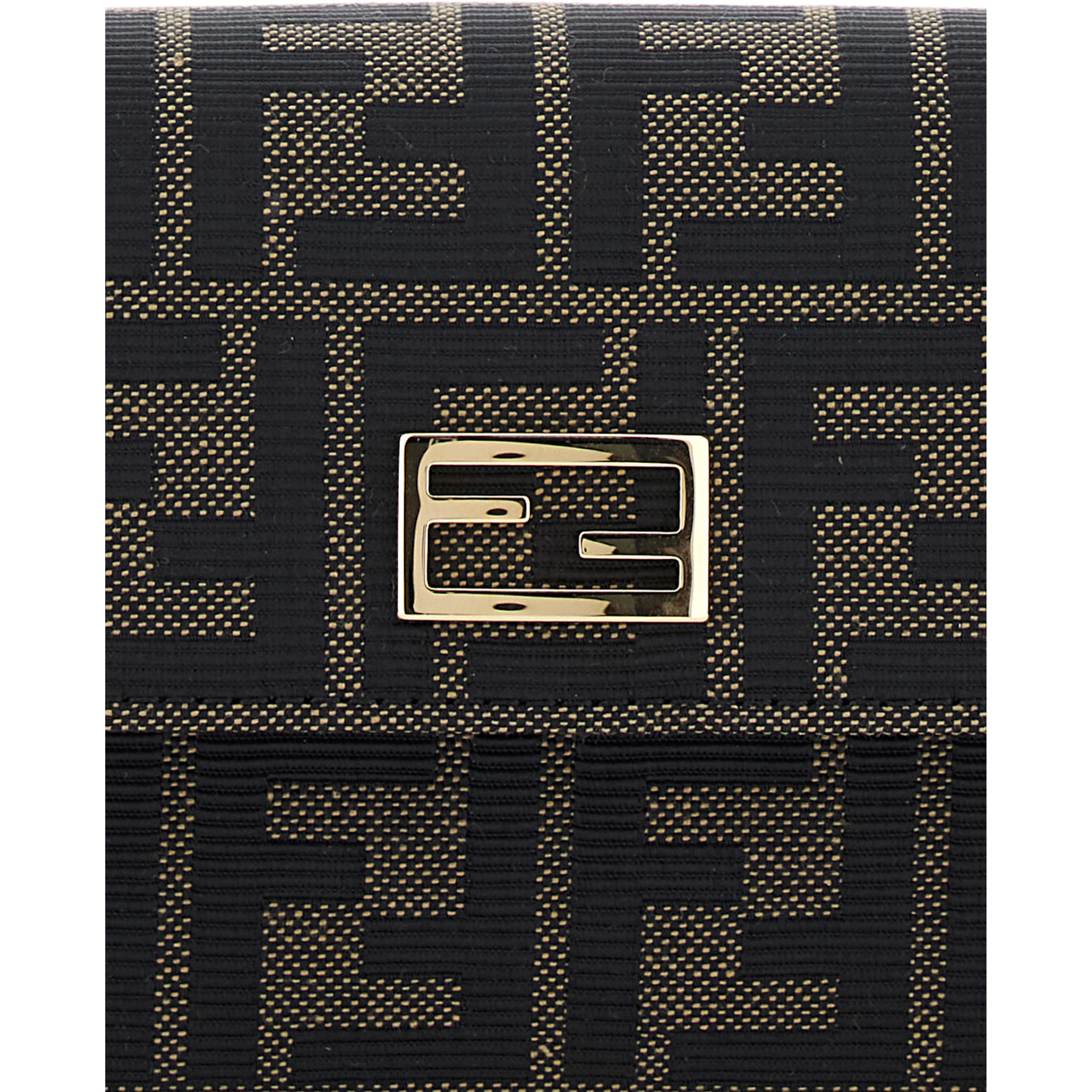 Brown Crossbody bag with chain strap and FF plate on the front in FF canvas for women