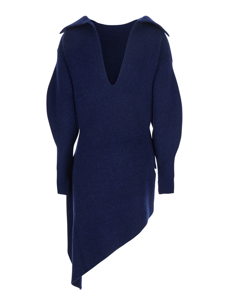 Crew Neck Sweater with Padded Collar in Blue for Men alternative