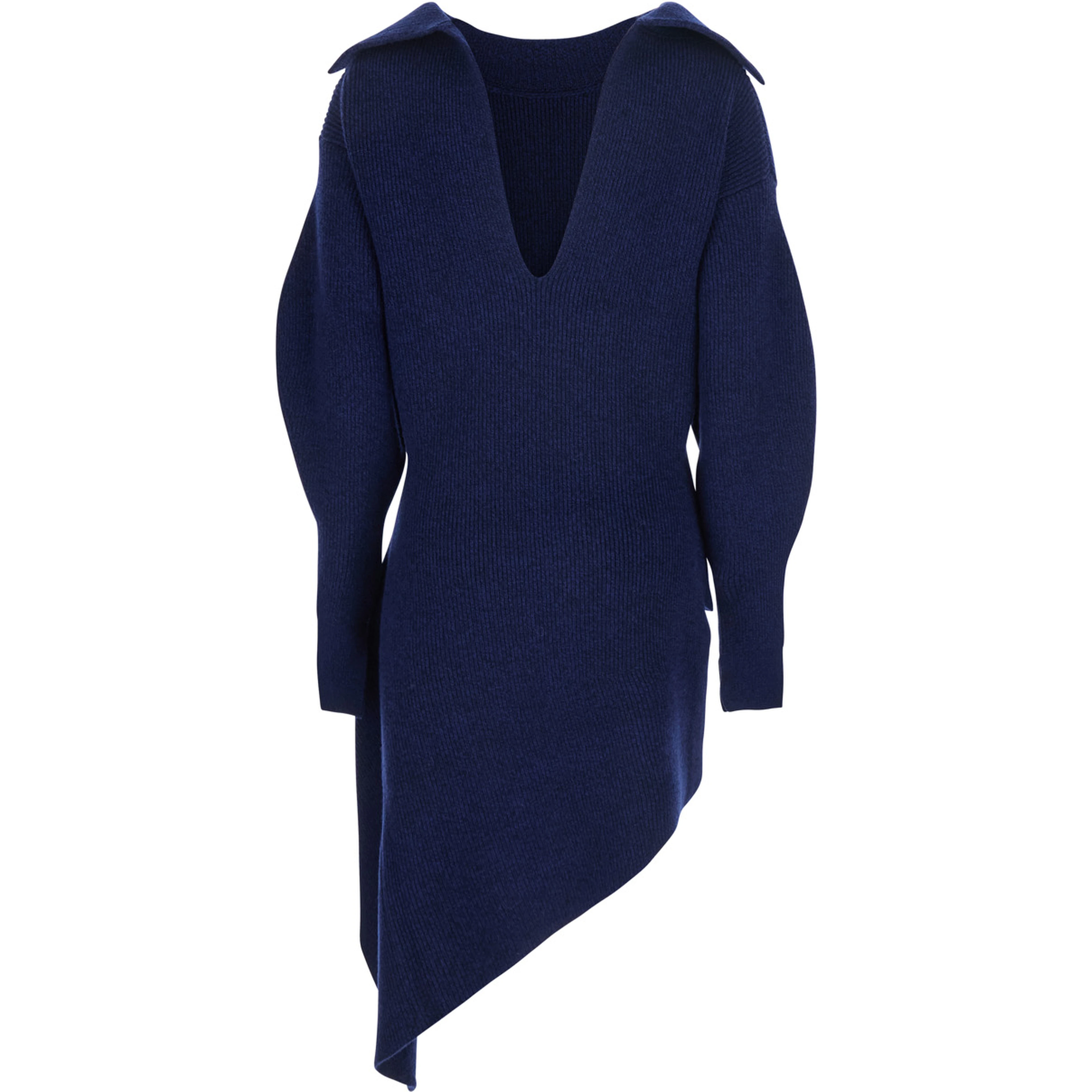 Crew Neck Sweater with Padded Collar in Blue for Men