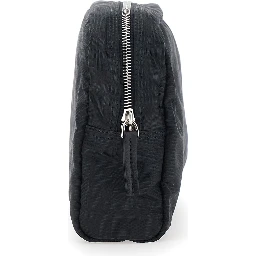 Black Pouch with top zip closure in FF canvas for men