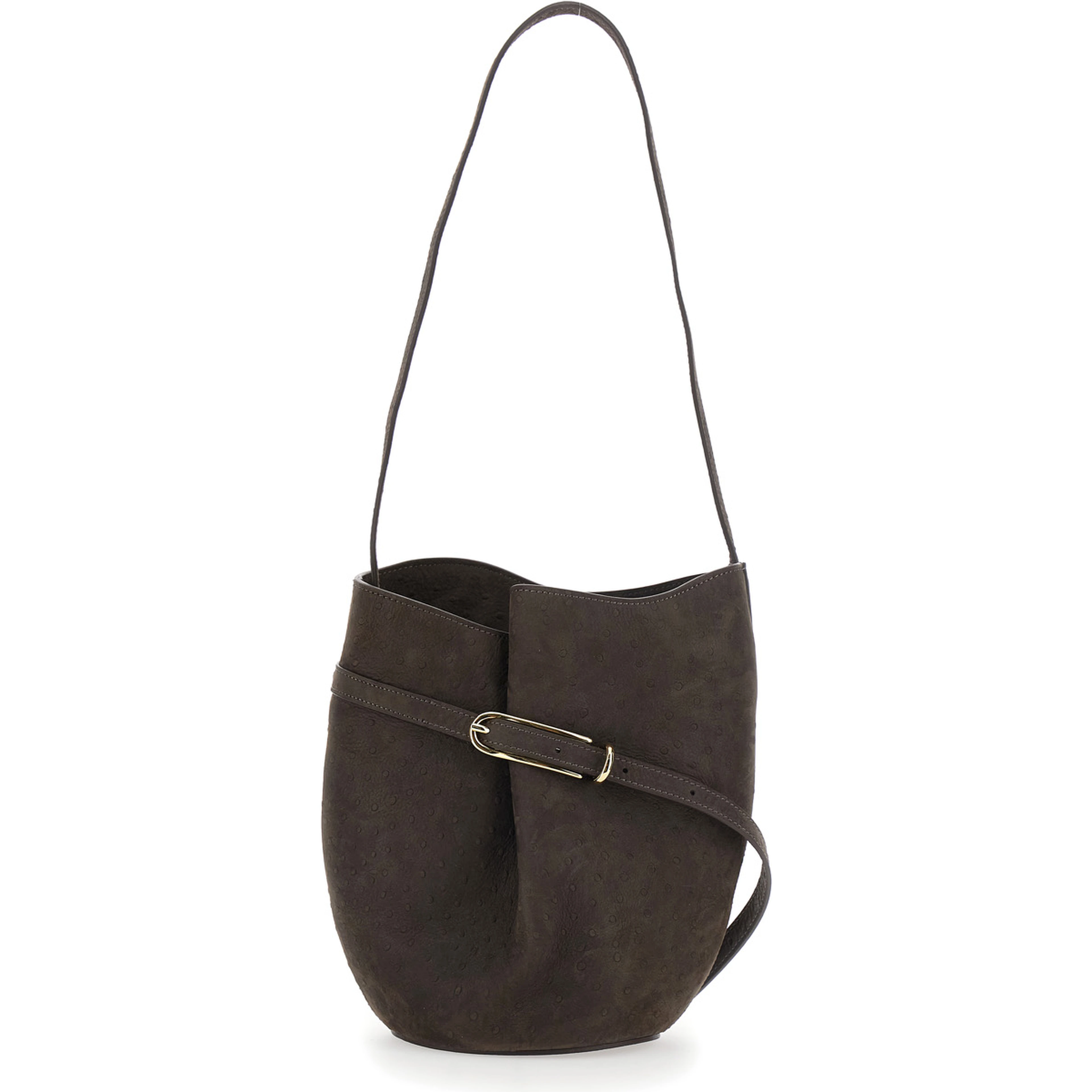 Brown Crossbody Bag with Adjustable Strap in Suede for Women