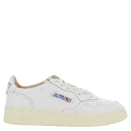 Medalist White Low Top Sneaker with Logo Patch on Tongue and Side in Leather Women