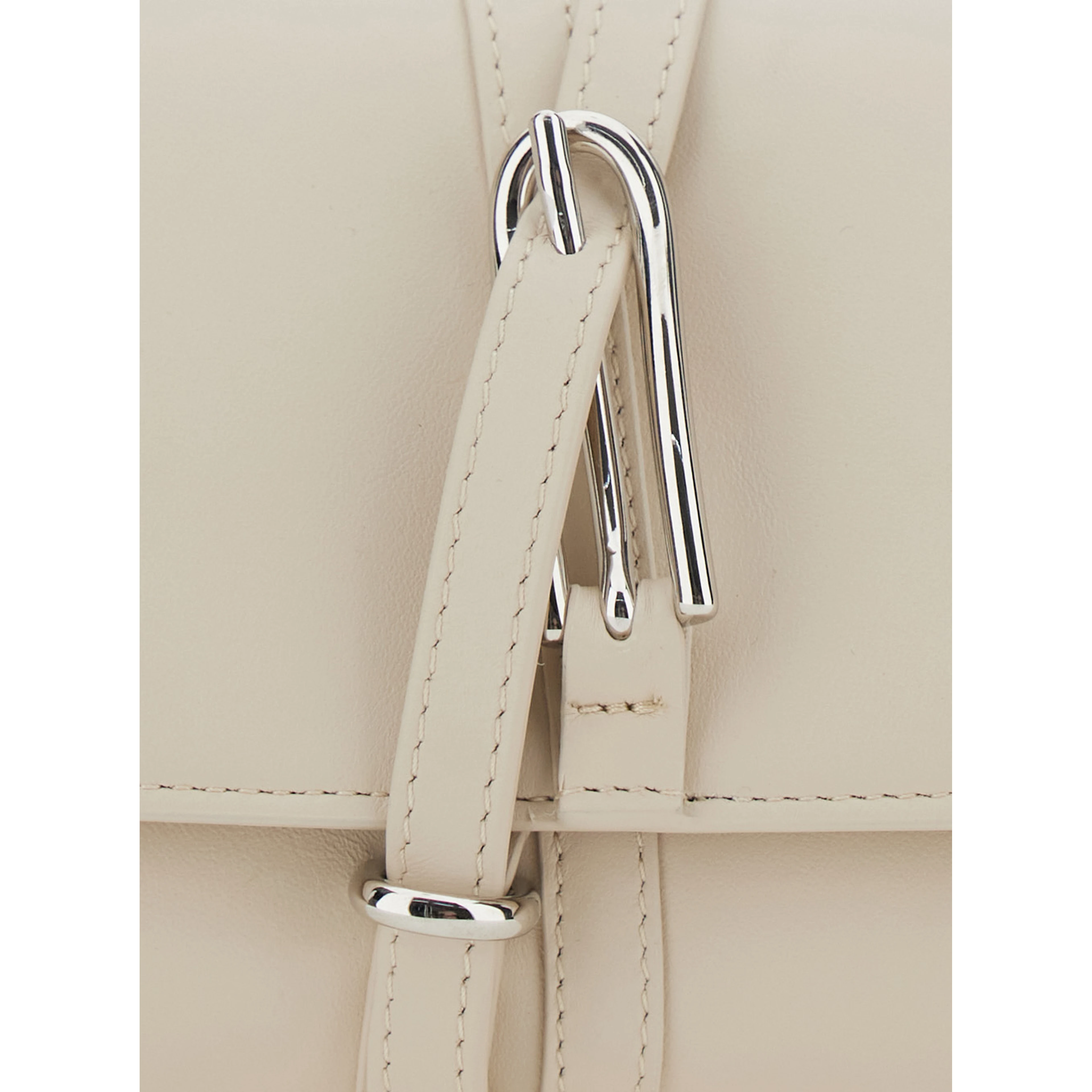 White Clutch with Belt on the Front in Leather for Women