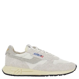 White Sneakers with Leather Details and Rubber Sole