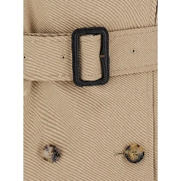 Lakefield Beige Short Trench Coat  with collar and front belt in cotton for women