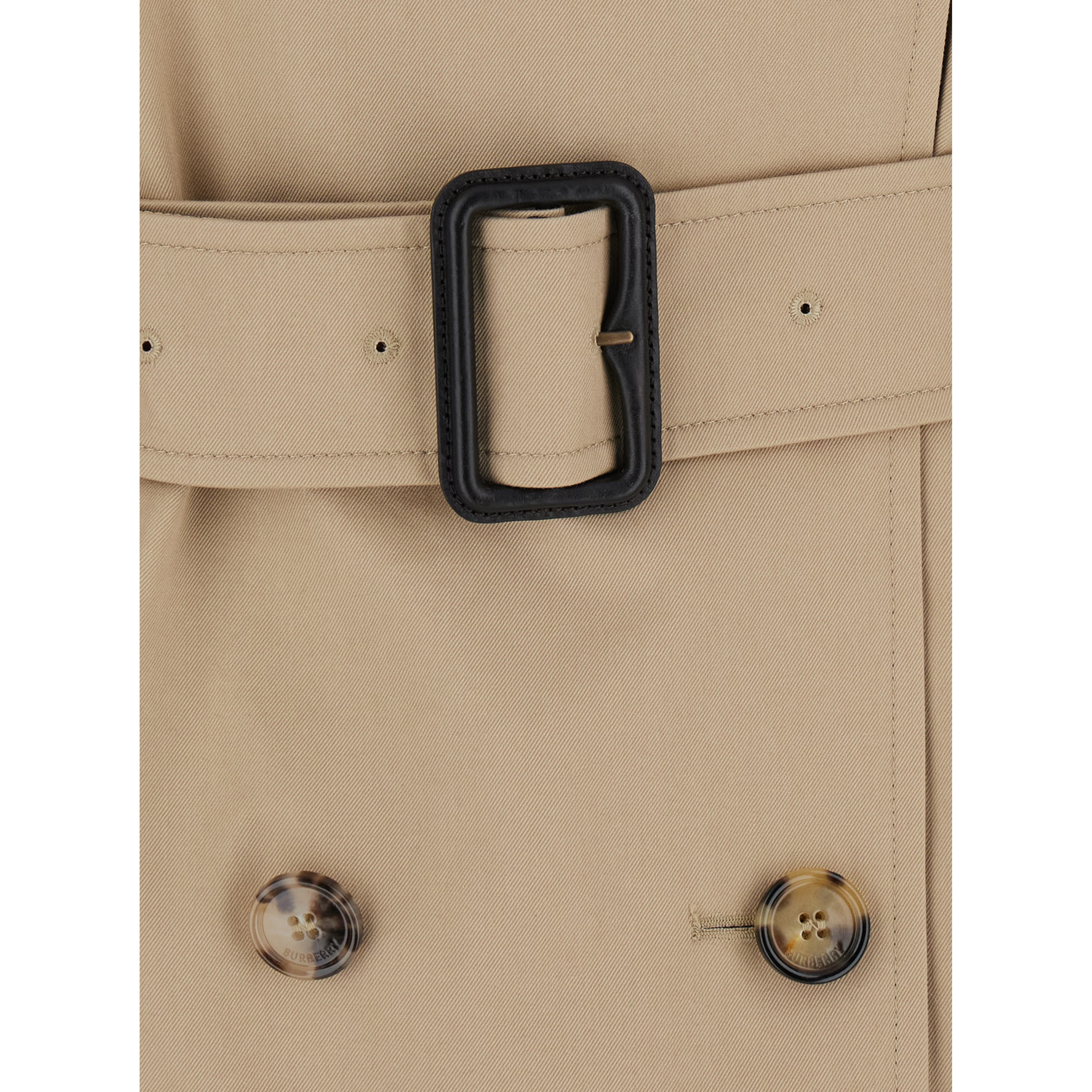 Lakefield Beige Short Trench Coat  with collar and front belt in cotton for women