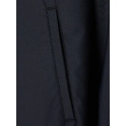 Black Jacket with high collar and hidden Web Stripe on the closure in Tech Fabric men