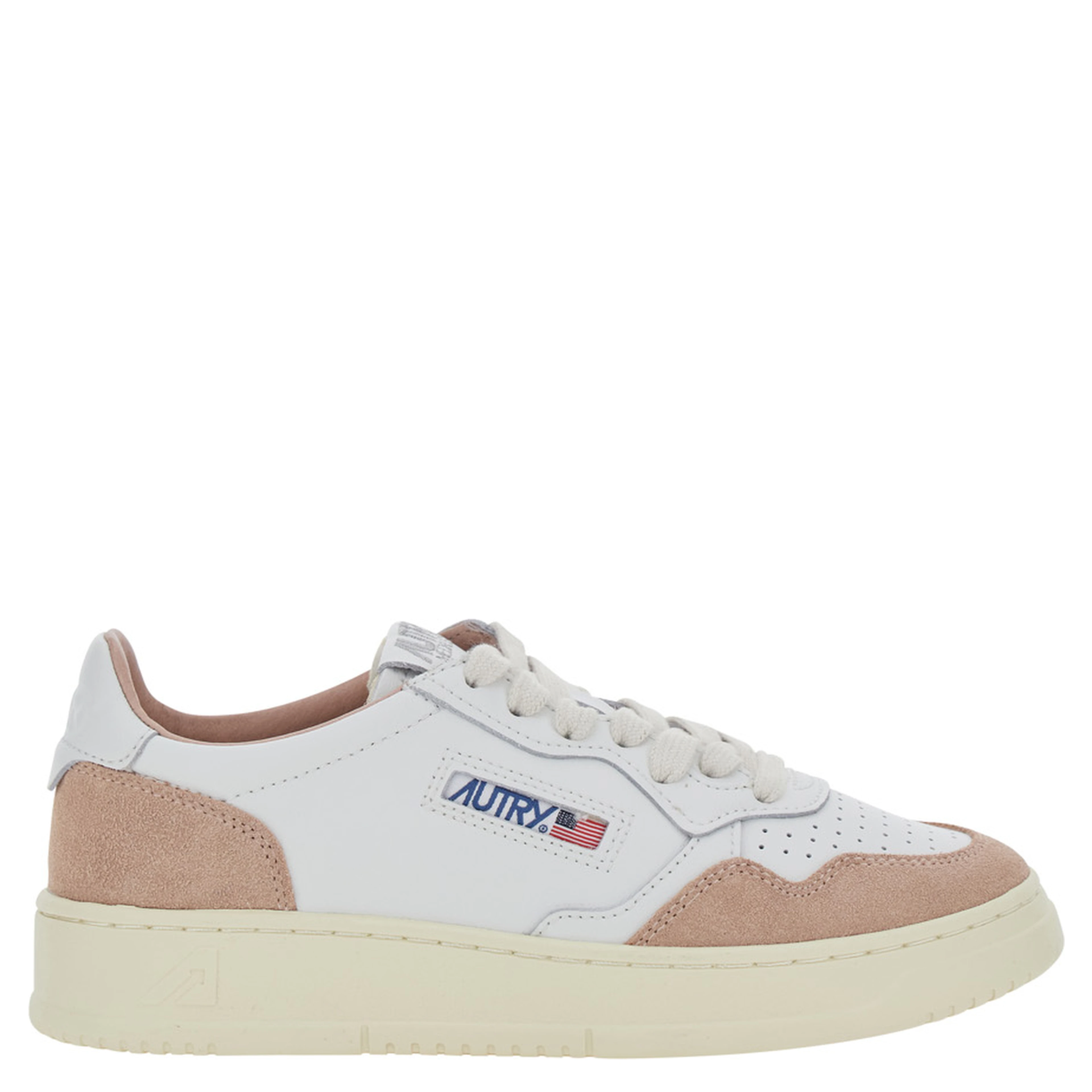 Medalist White Low Top Sneakers with Logo Patch on the Tongue in Suede for Women