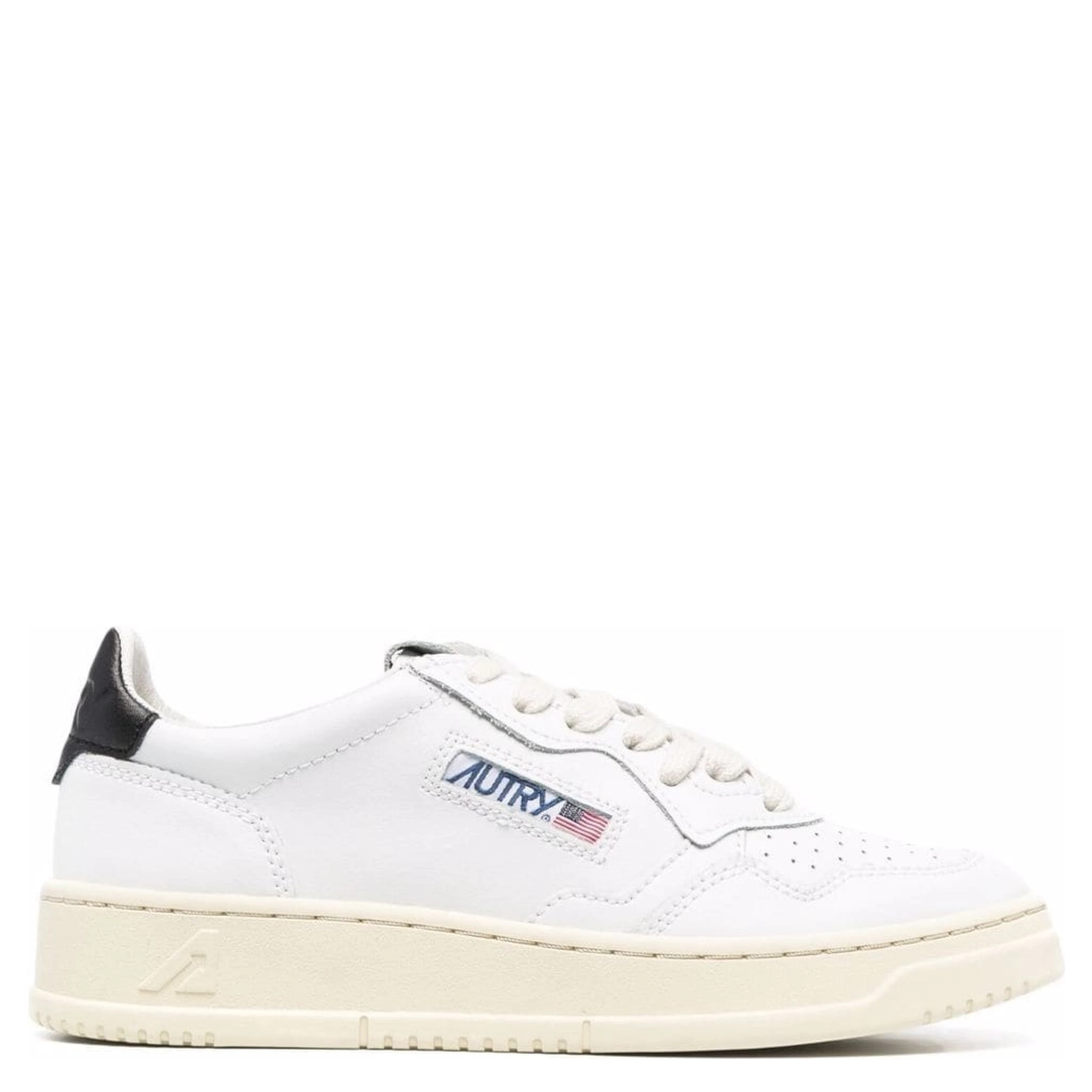 Low Sneakers Medalist with Contrast Heel in White Leather for Women
