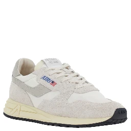 White Sneakers with Leather Details and Rubber Sole