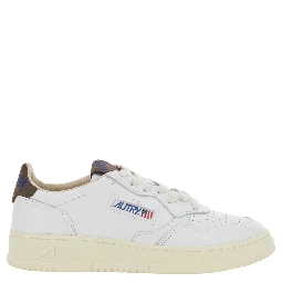 Medalist White Low Top Sneaker with Logo Patch on Tongue and Side in Leather Women