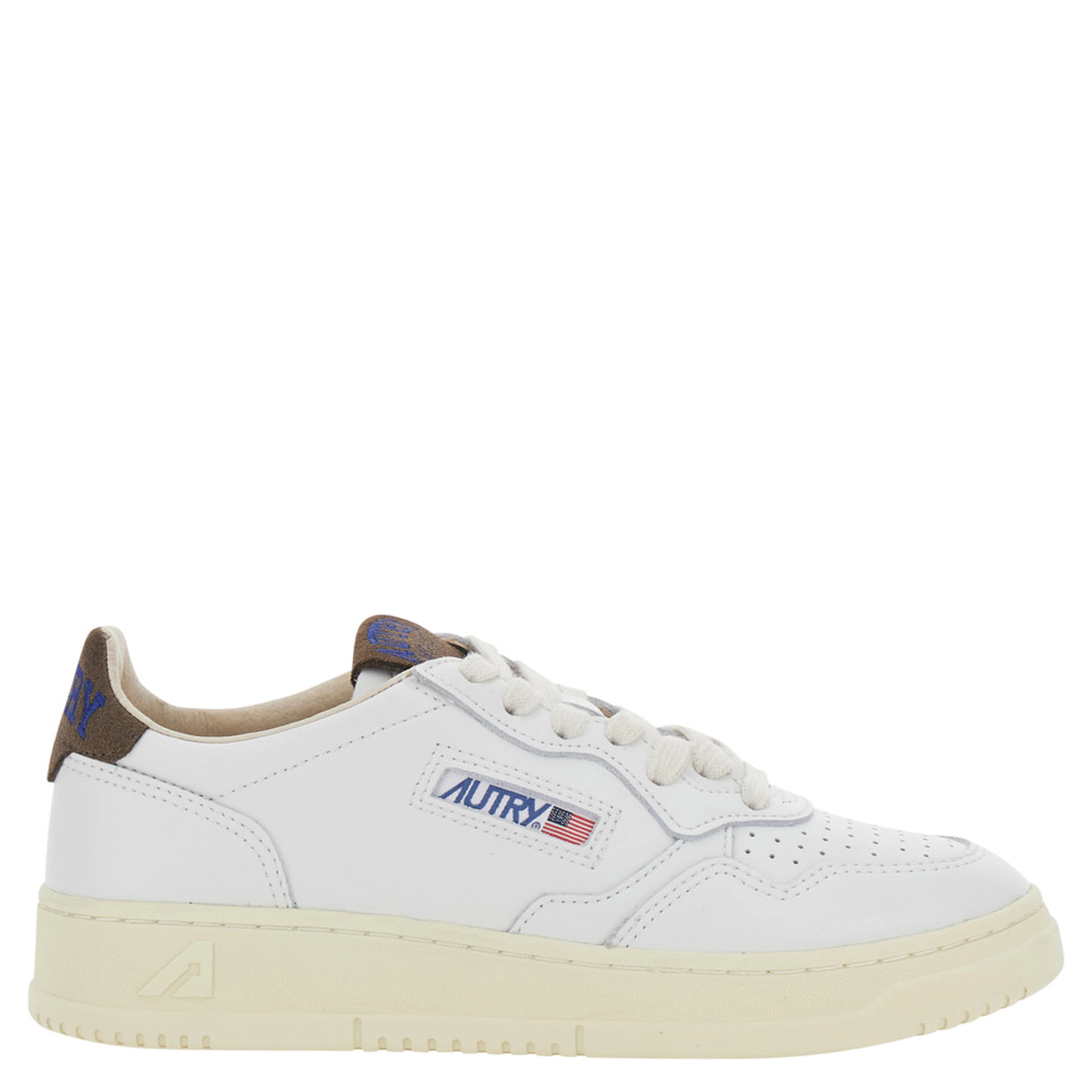 Medalist White Low Top Sneaker with Logo Patch on Tongue and Side in Leather Women