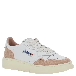 Medalist White Low Top Sneakers with Logo Patch on the Tongue in Suede for Women