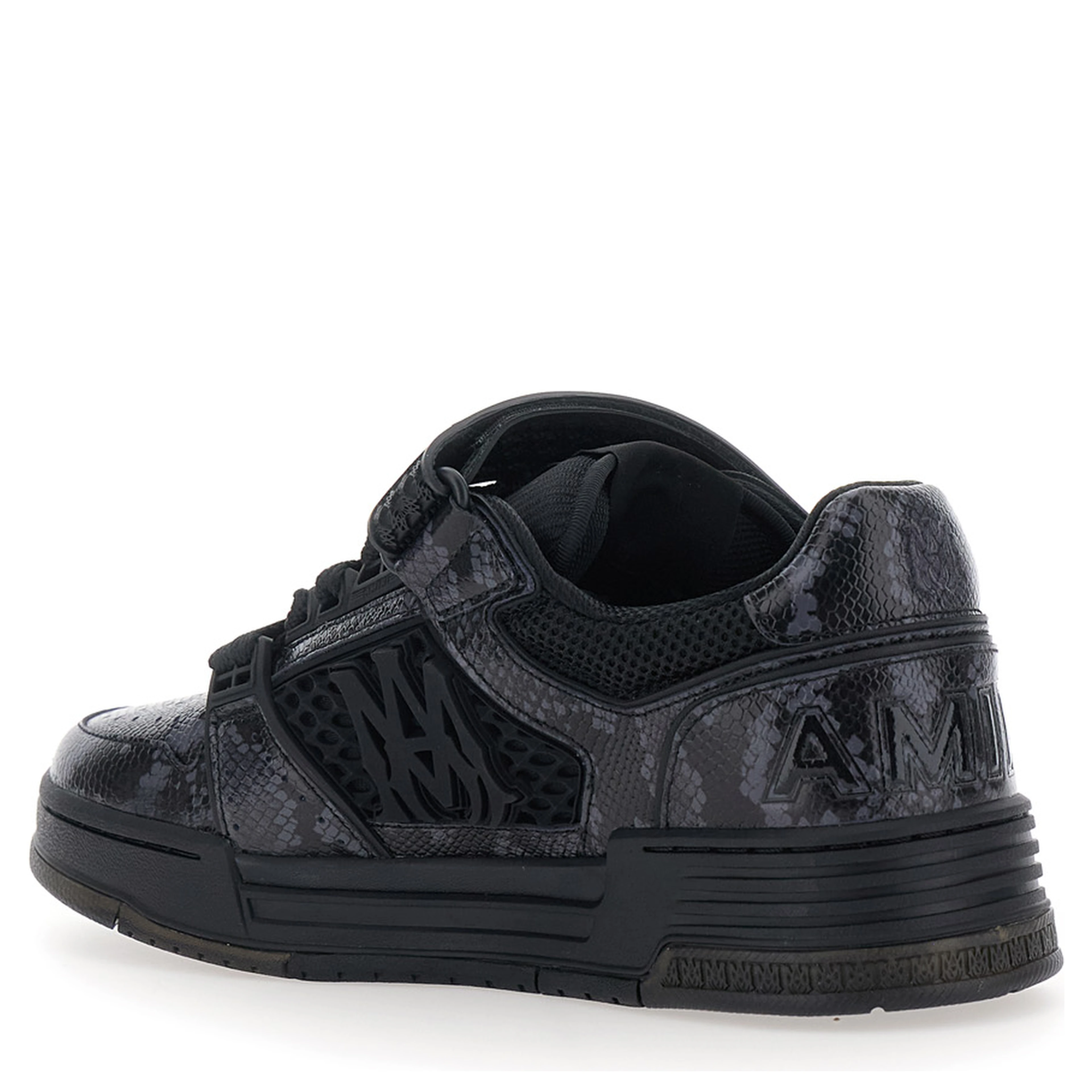 black Sneakers with maxi side logo and upper strap closure in leather for men