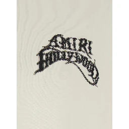 White T-Shirt with Printed Logo on the Front and Back in Cotton for Men
