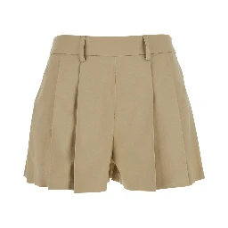 beige Shorts with pleated design in Tech Fabric women
