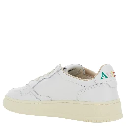 Medalist White Low Top Sneaker with Logo Patch on Tongue and Side in Leather Women