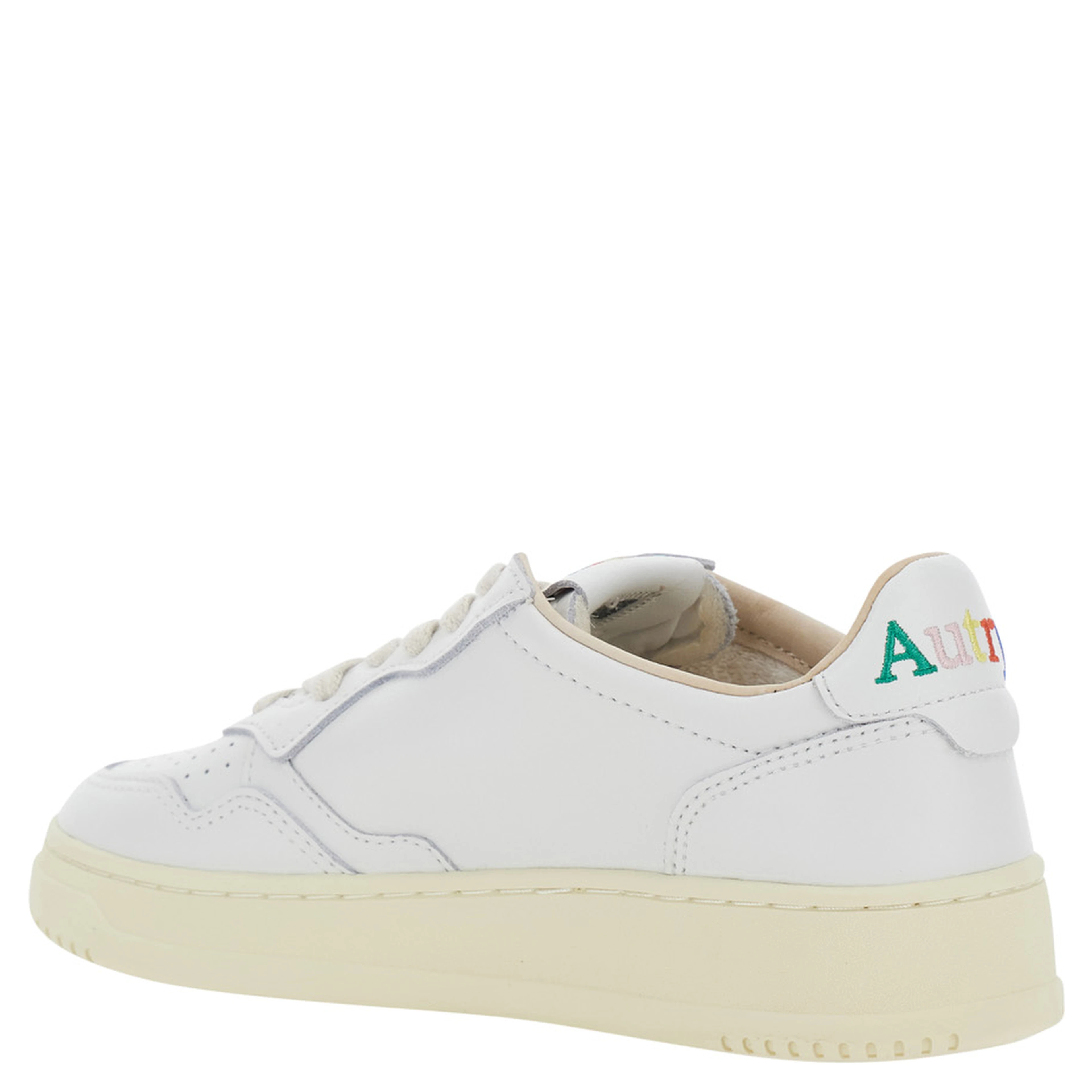 Medalist White Low Top Sneaker with Logo Patch on Tongue and Side in Leather Women
