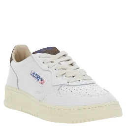 Medalist White Low Top Sneaker with Logo Patch on Tongue and Side in Leather Women