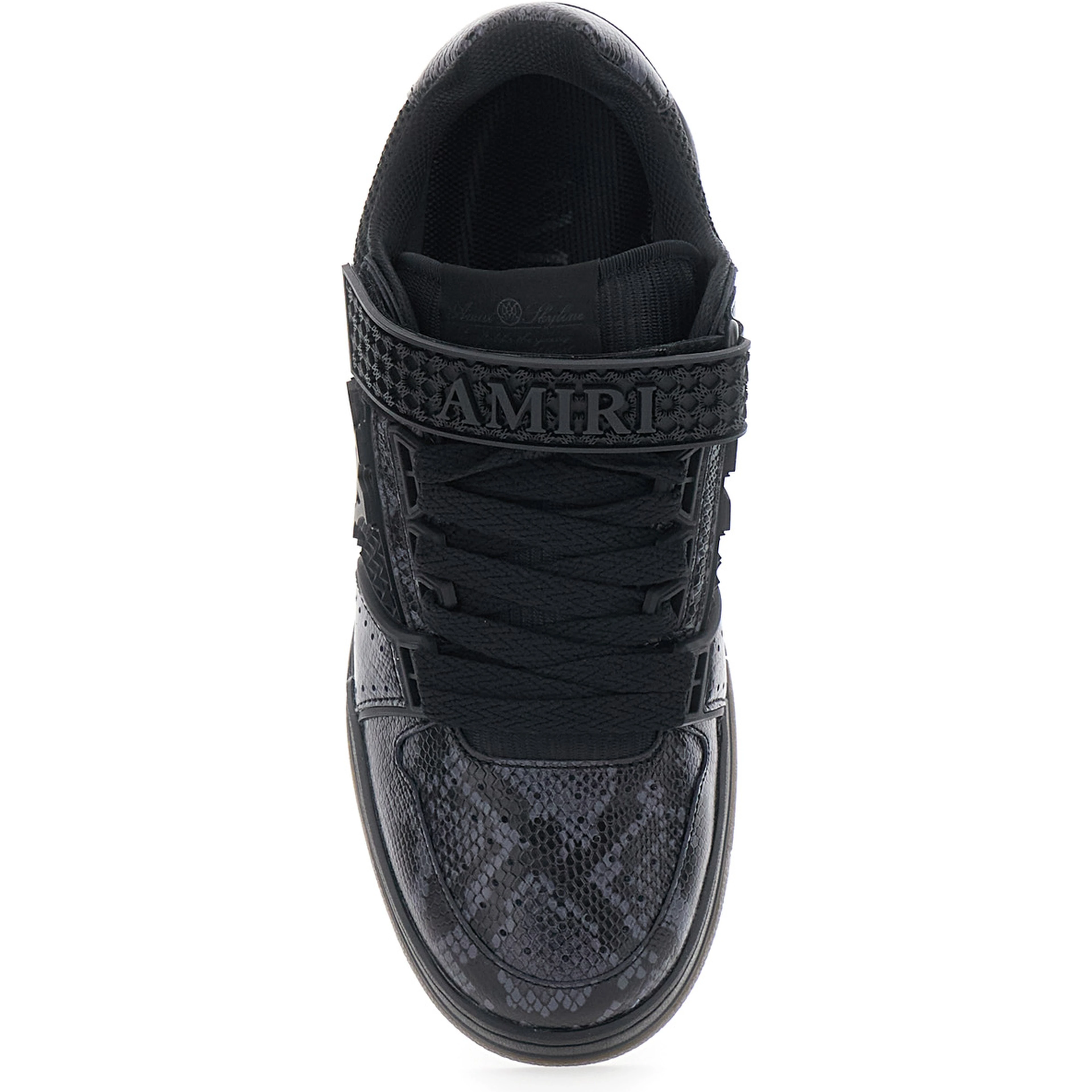 black Sneakers with maxi side logo and upper strap closure in leather for men