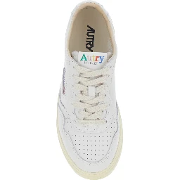 Medalist White Low Top Sneaker with Logo Patch on Tongue and Side in Leather Women