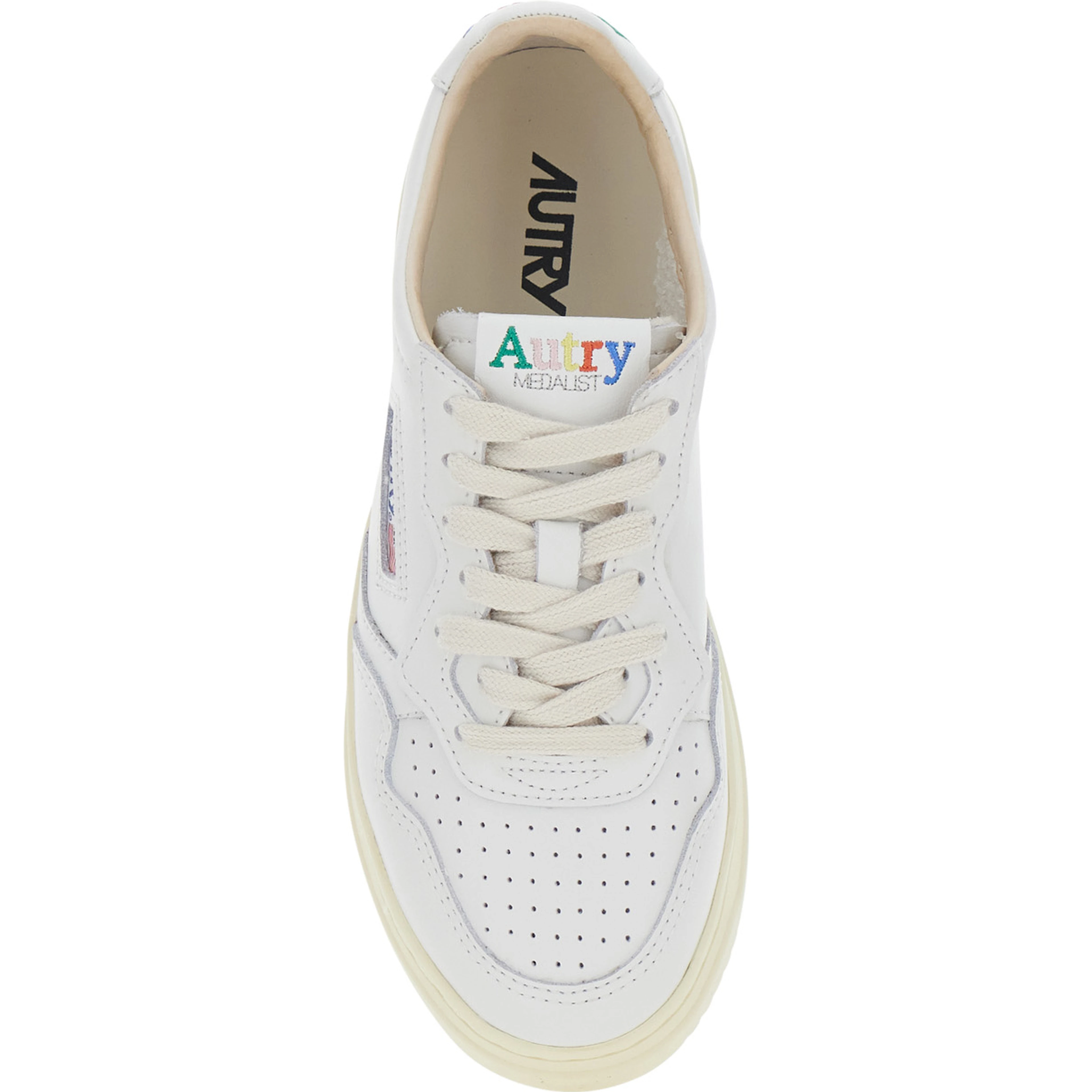 Medalist White Low Top Sneaker with Logo Patch on Tongue and Side in Leather Women