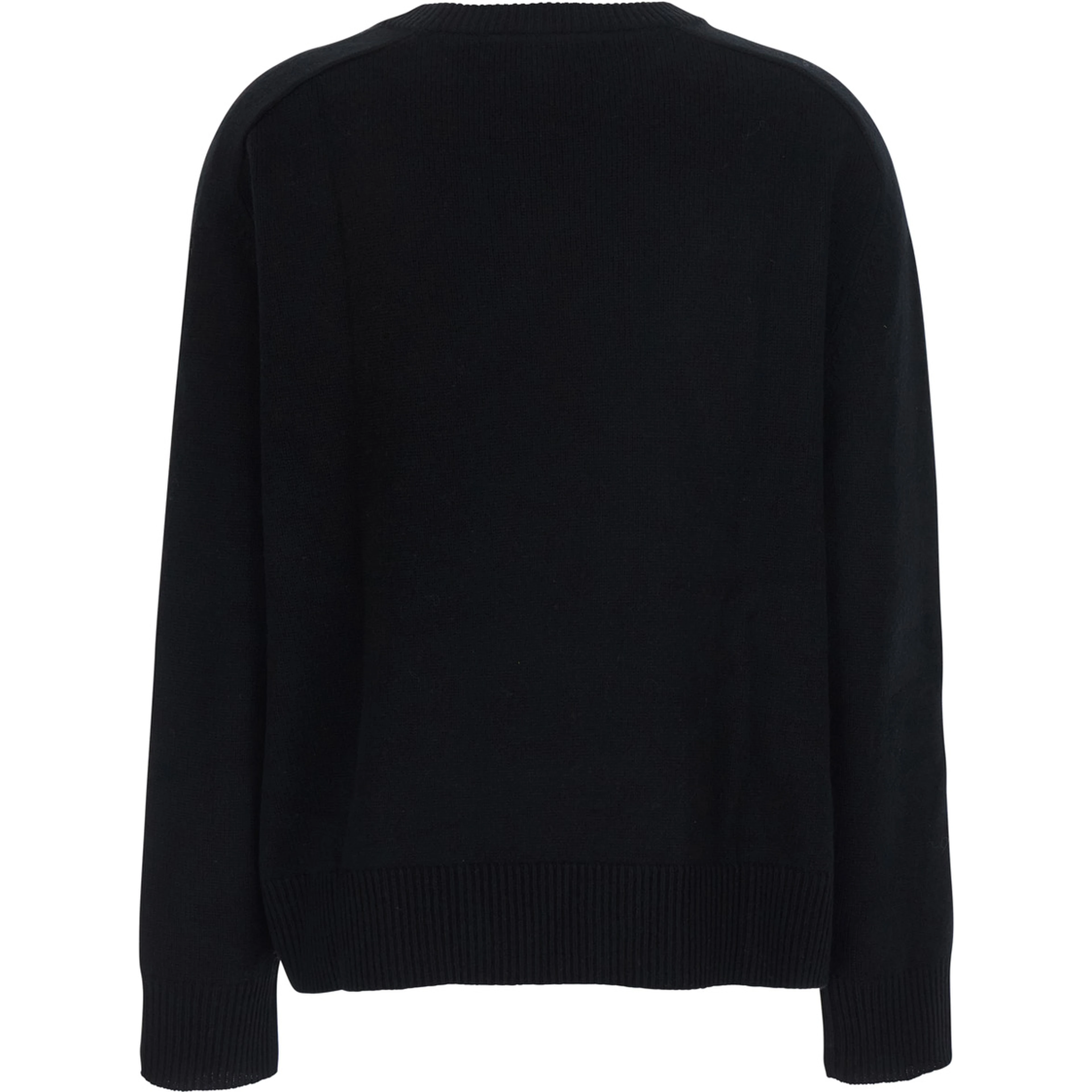 Boyfriend Crewneck Sweater with round neck and long sleeves 100% Cashmere Black Women