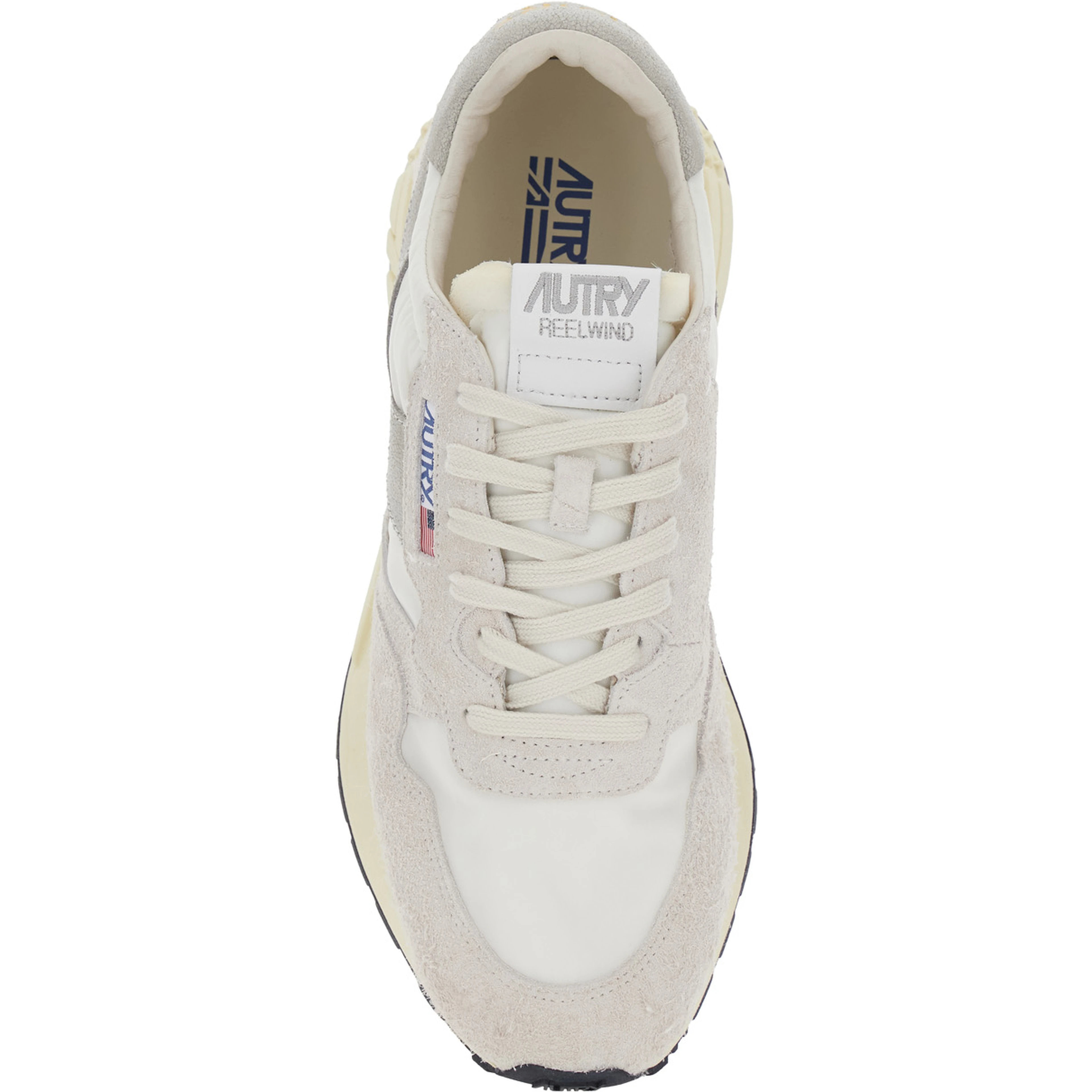 White Sneakers with Leather Details and Rubber Sole