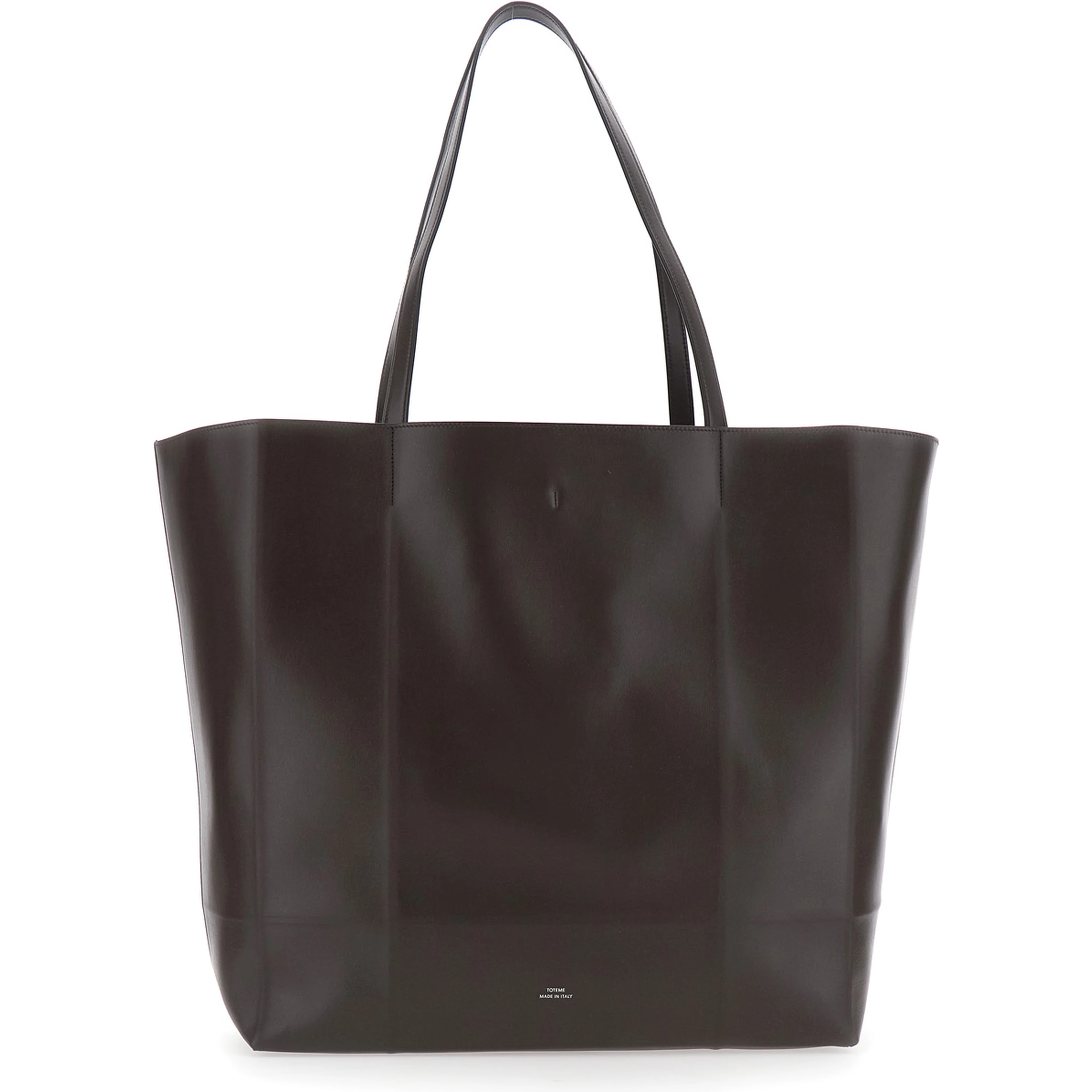 Roam brown Shopper with double handles and embossed logo in leather for women