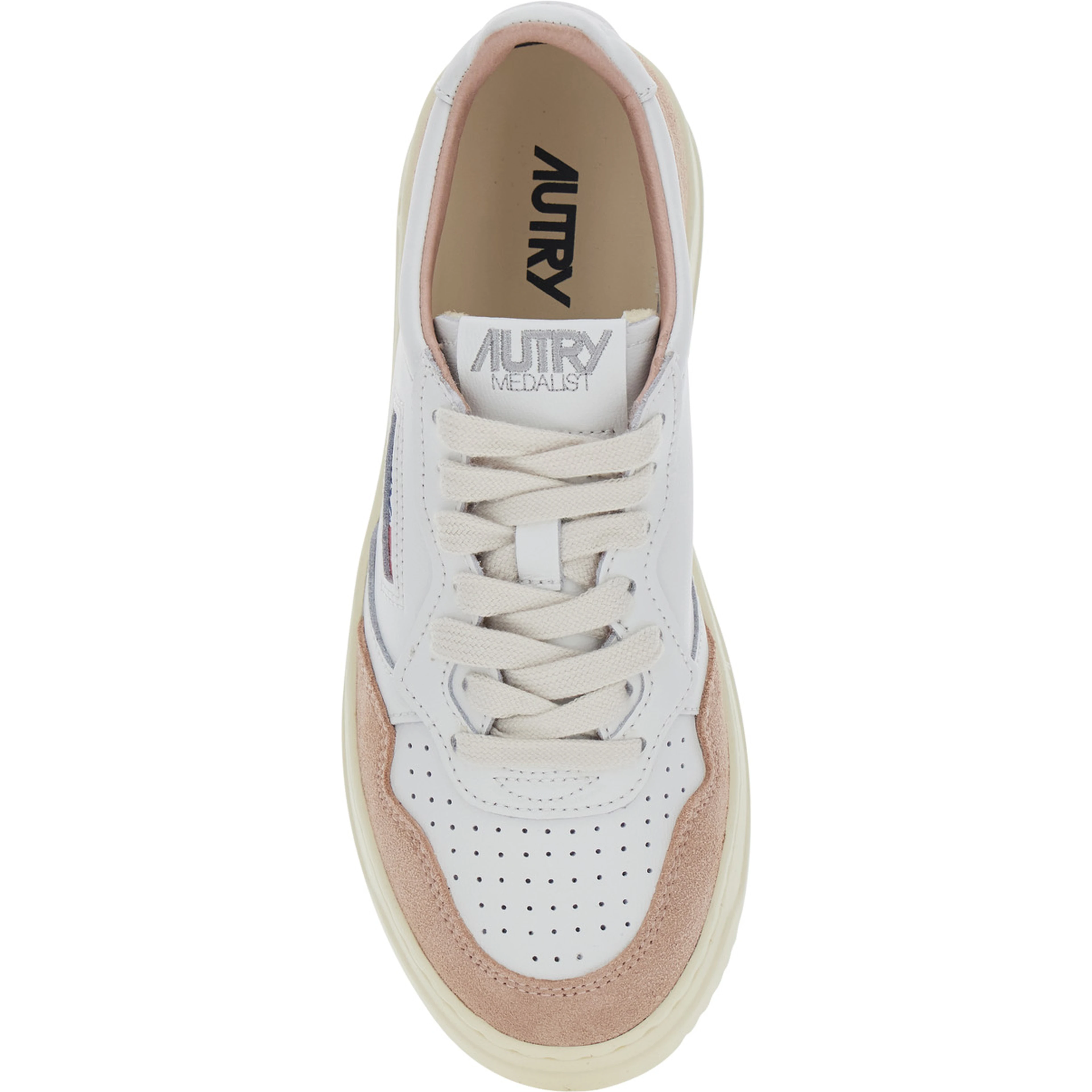 Medalist White Low Top Sneakers with Logo Patch on the Tongue in Suede for Women