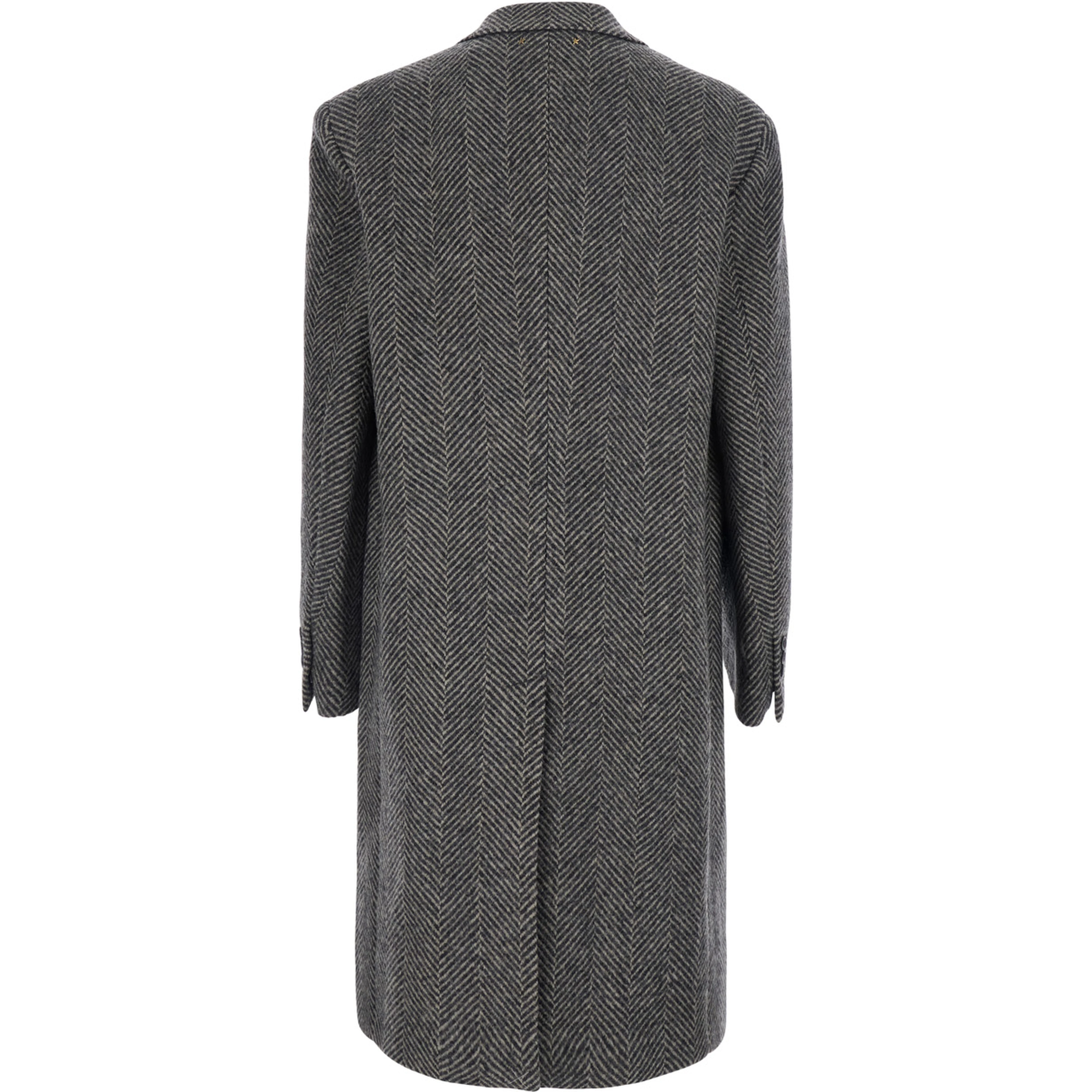 Resca Grey Single-breasted Coat with Peak revers and Houndstooth Motif in wool for men