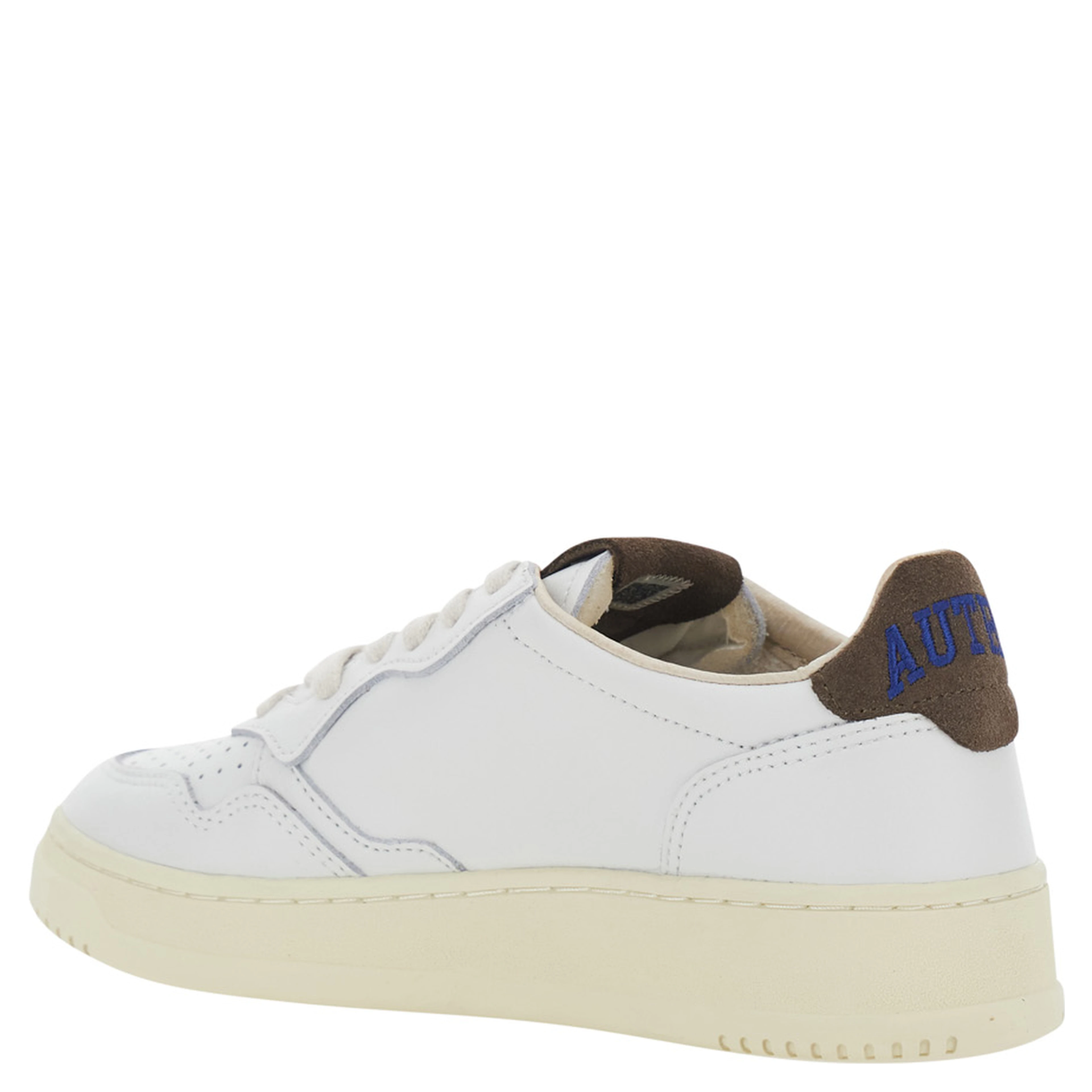 Medalist White Low Top Sneaker with Logo Patch on Tongue and Side in Leather Women