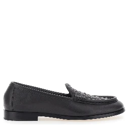 Silenzio Loafers Brown with Intreccio design in leather for women