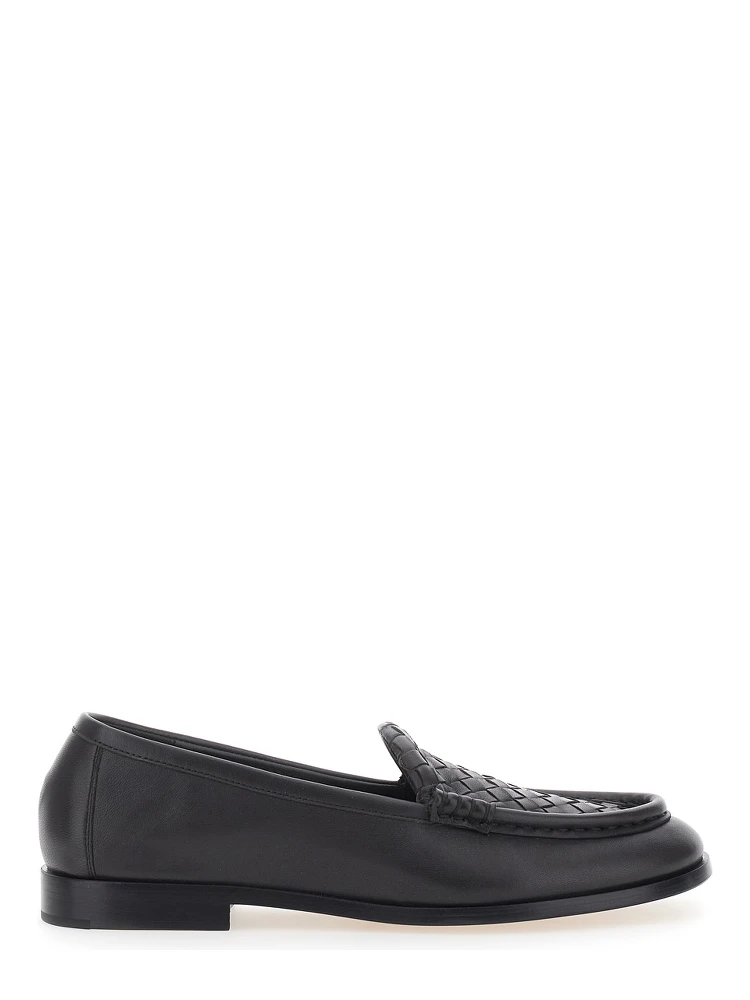 Silenzio Loafers Brown with Intreccio design in leather for women
