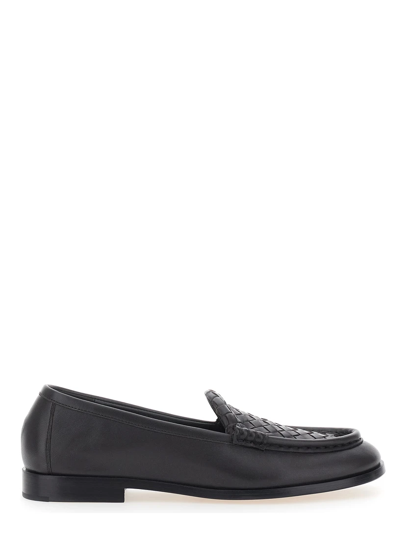 Silenzio Loafers Brown with Intreccio design in leather for women