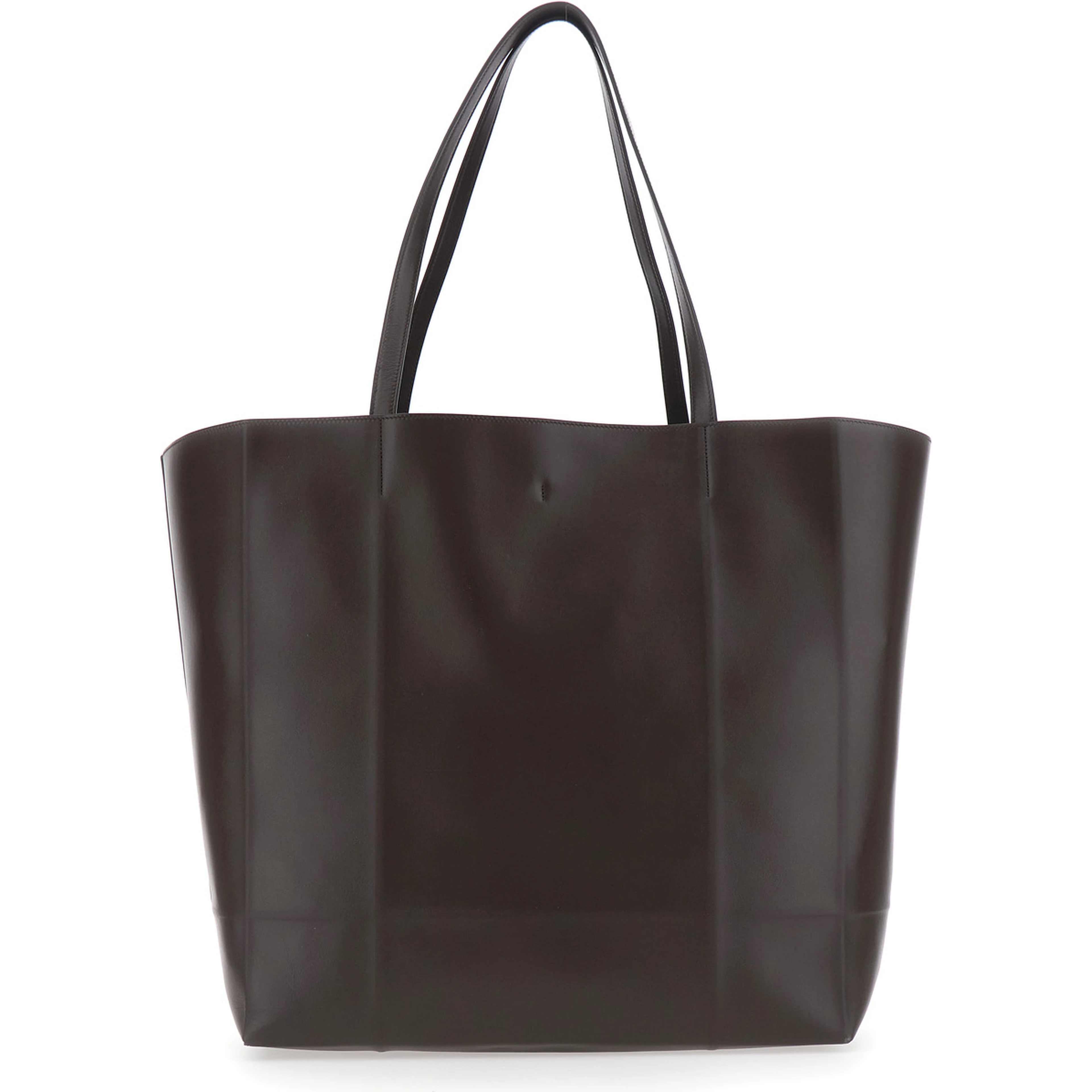 Roam brown Shopper with double handles and embossed logo in leather for women