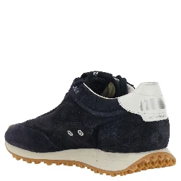 Marathone Blue Low Top Sneakers with star patch on the side in leather for men