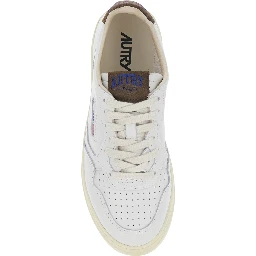 Medalist White Low Top Sneaker with Logo Patch on Tongue and Side in Leather Women