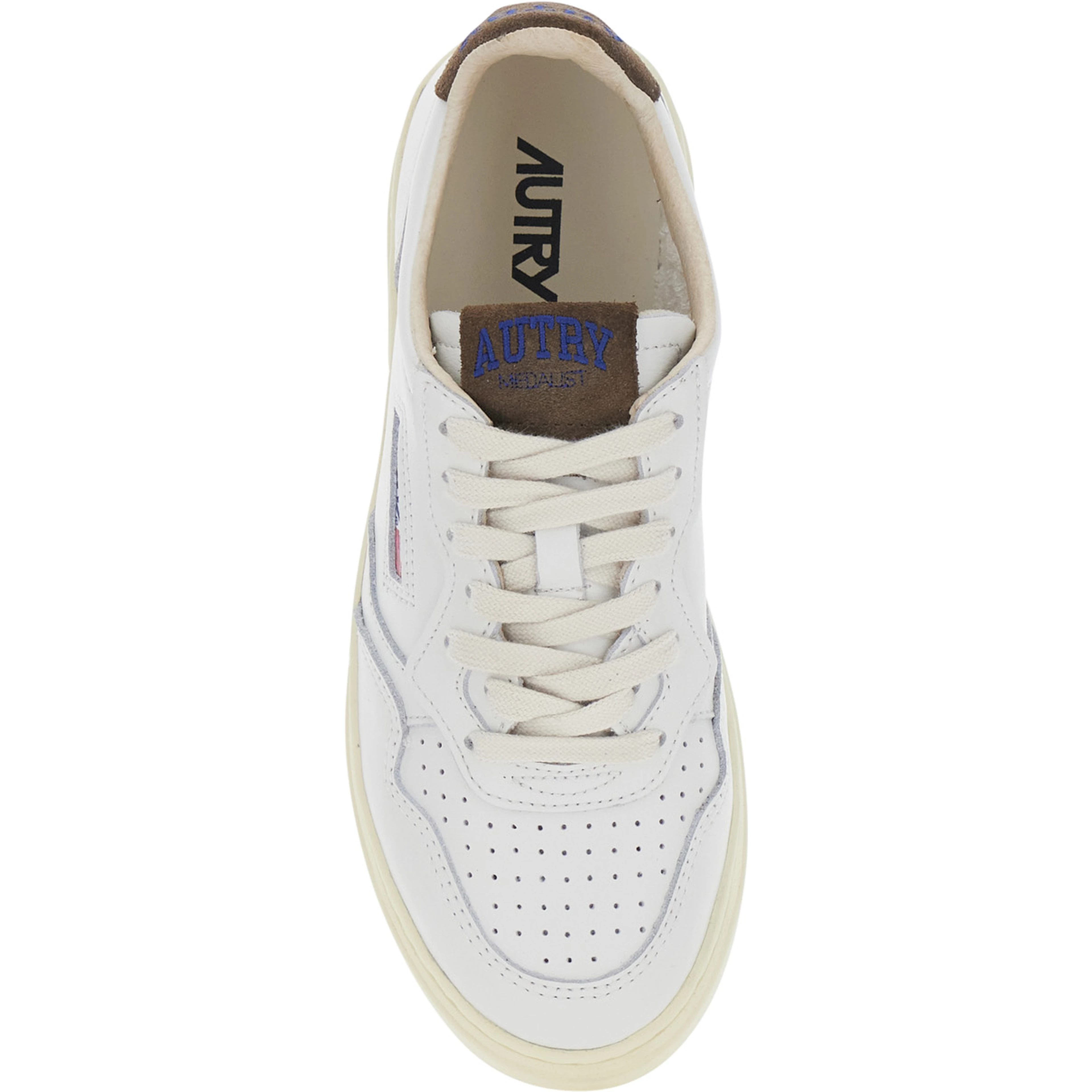 Medalist White Low Top Sneaker with Logo Patch on Tongue and Side in Leather Women