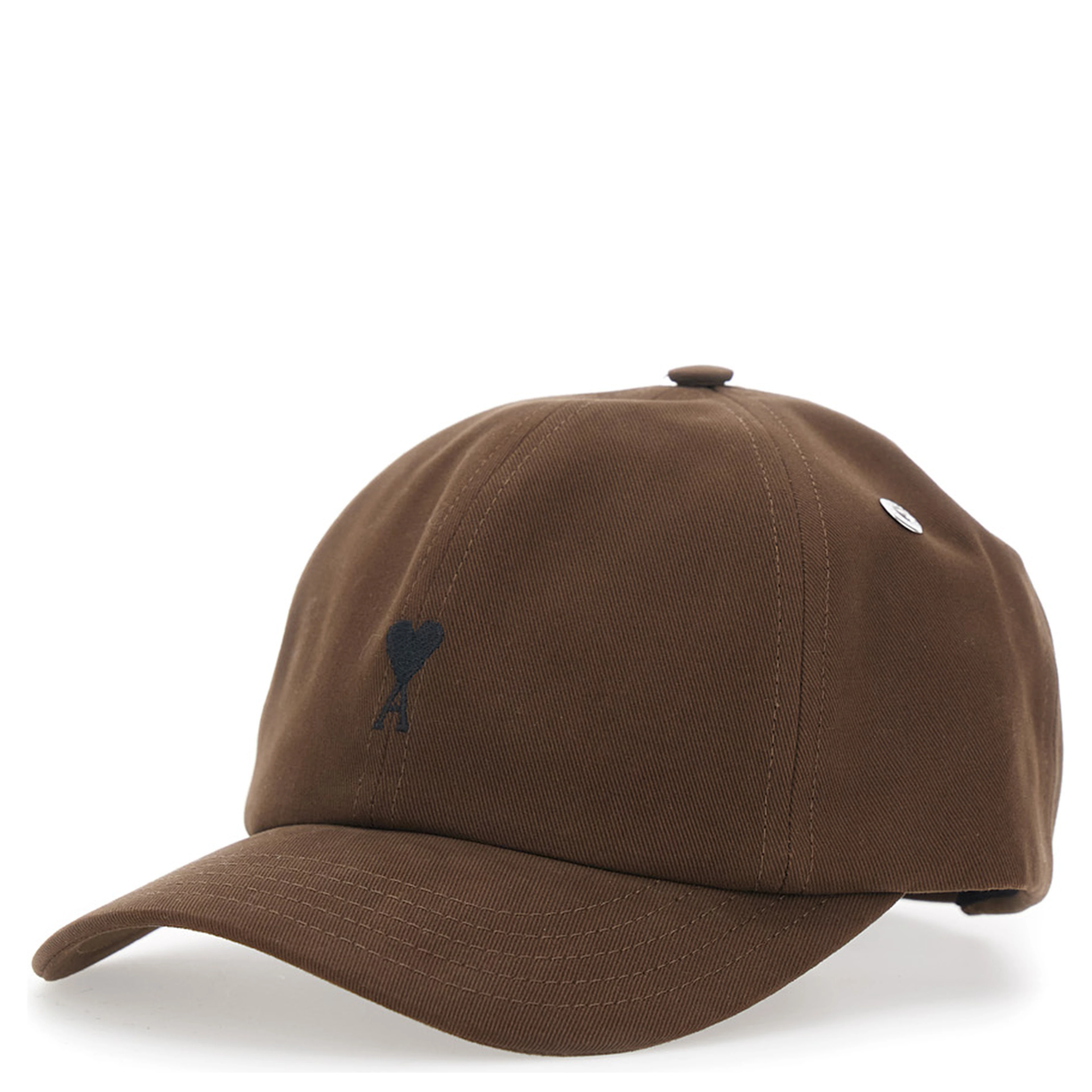 Brown Baseball Cap with Curved Brim and ADC Embroidery on the Front in Cotton for Men