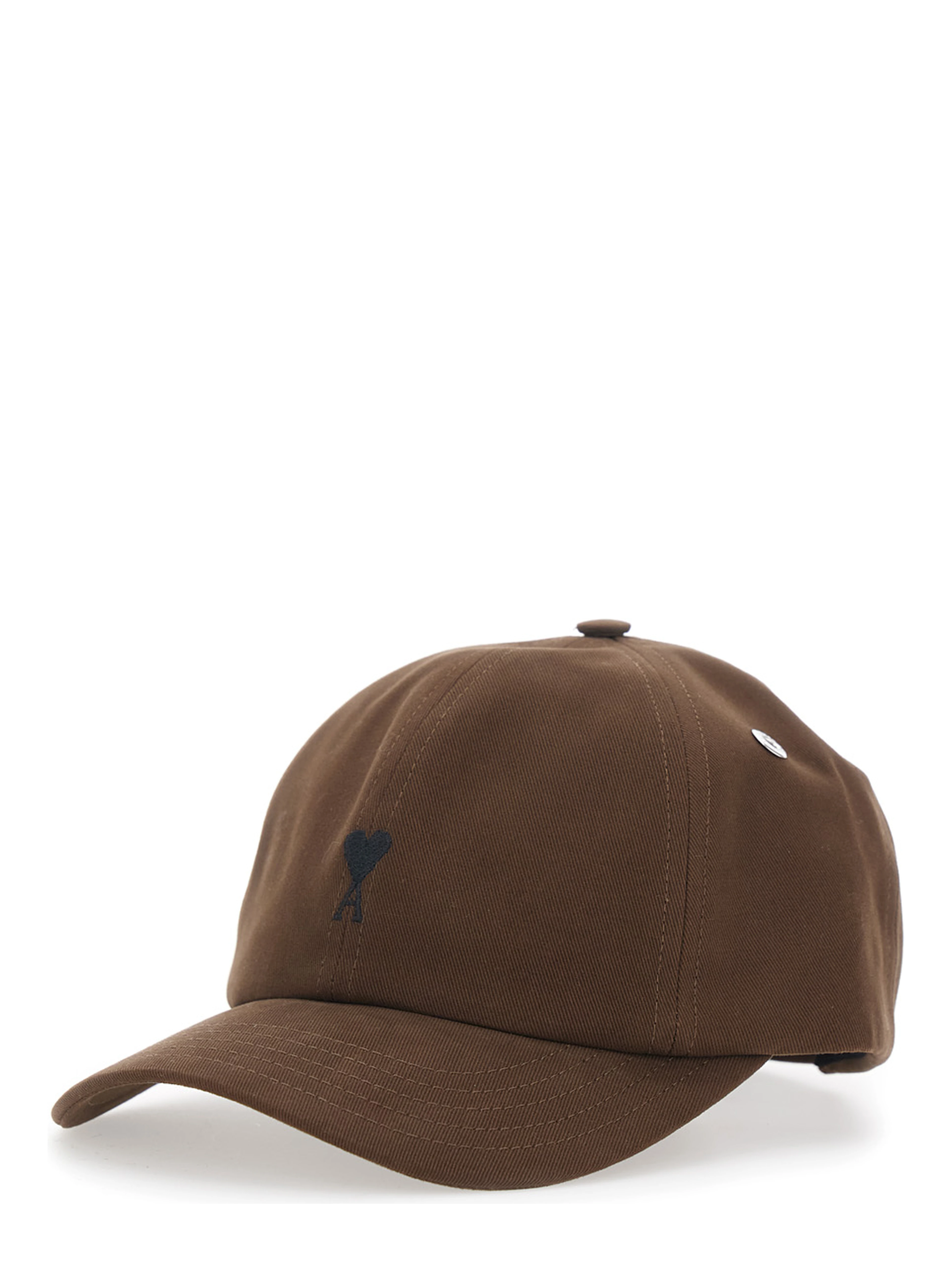 Brown Baseball Cap with Curved Brim and ADC Embroidery on the Front in Cotton for Men