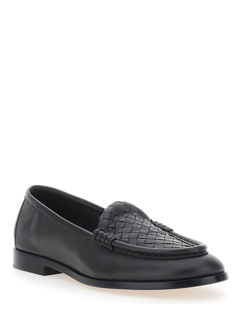 Silenzio Loafers Brown with Intreccio design in leather for women