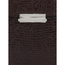 Brown Crossbody bag with adjustable and removable strap and  lizard-embossed effect in leather for women